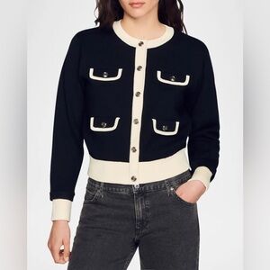 Sandro Murcie Two-Tone Knit Cardigan size 0